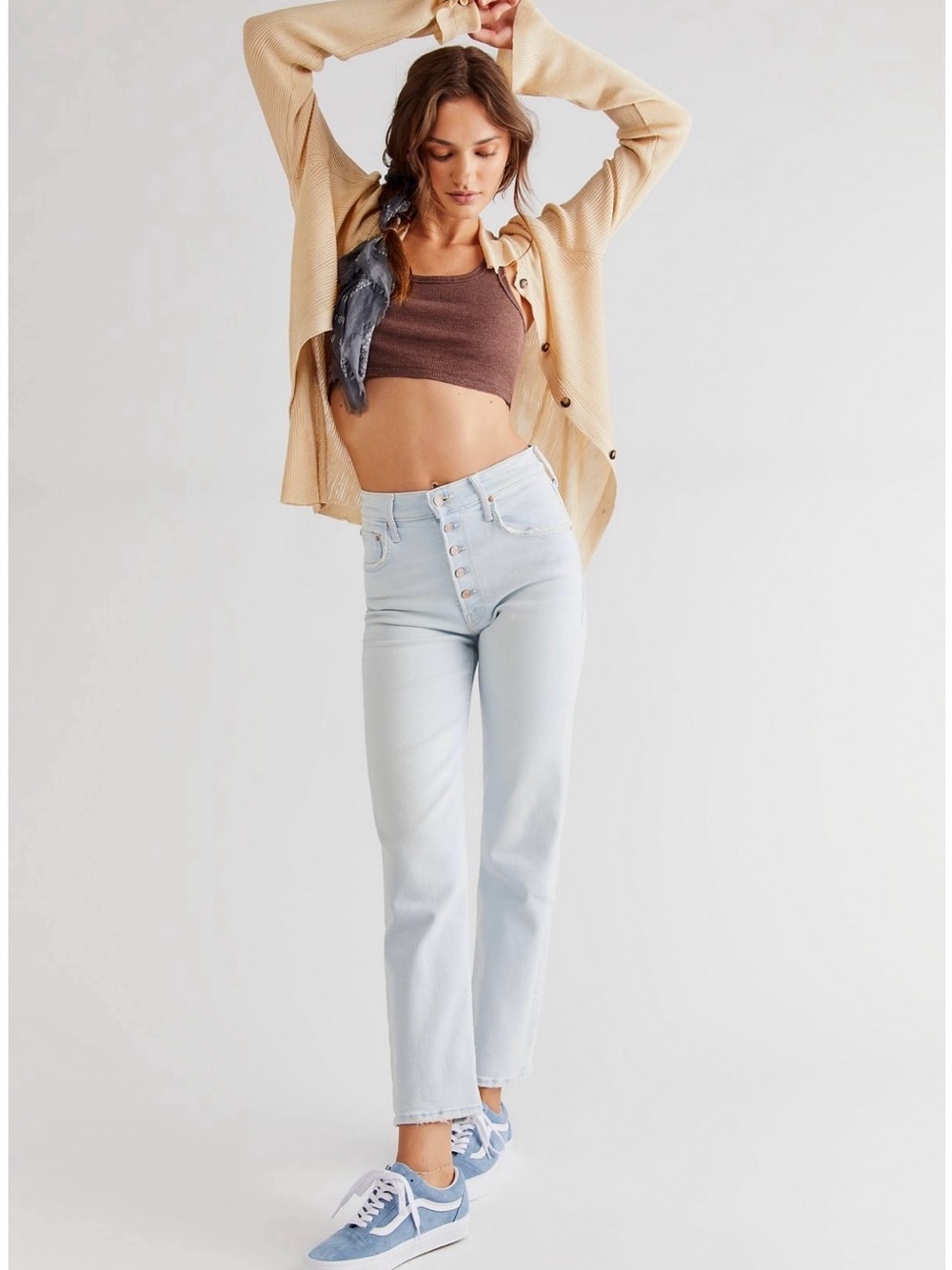 MOTHER The Pixie Tomcat Ankle Jeans Pina Colada Paradise Size 29 Light Wash